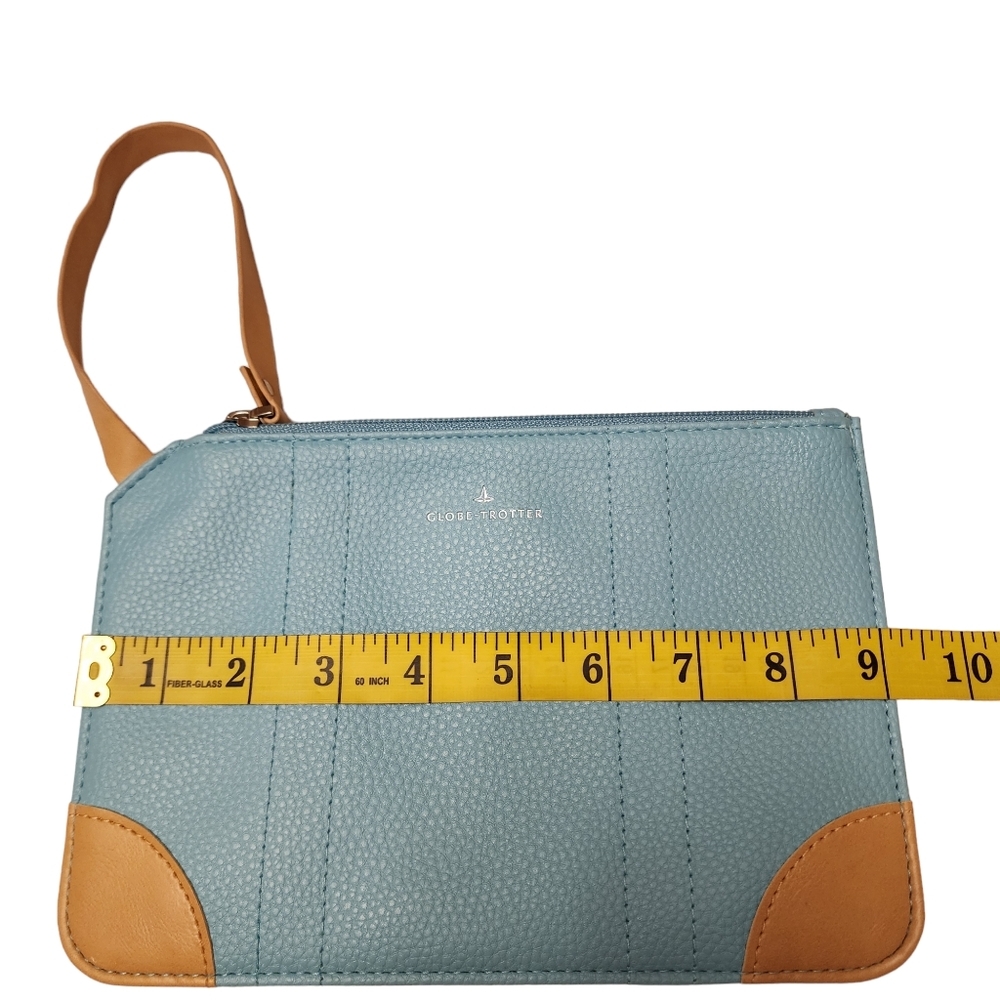 Globe Trotter Blue Leather Envelope Wristlet - Picture 7 of 10